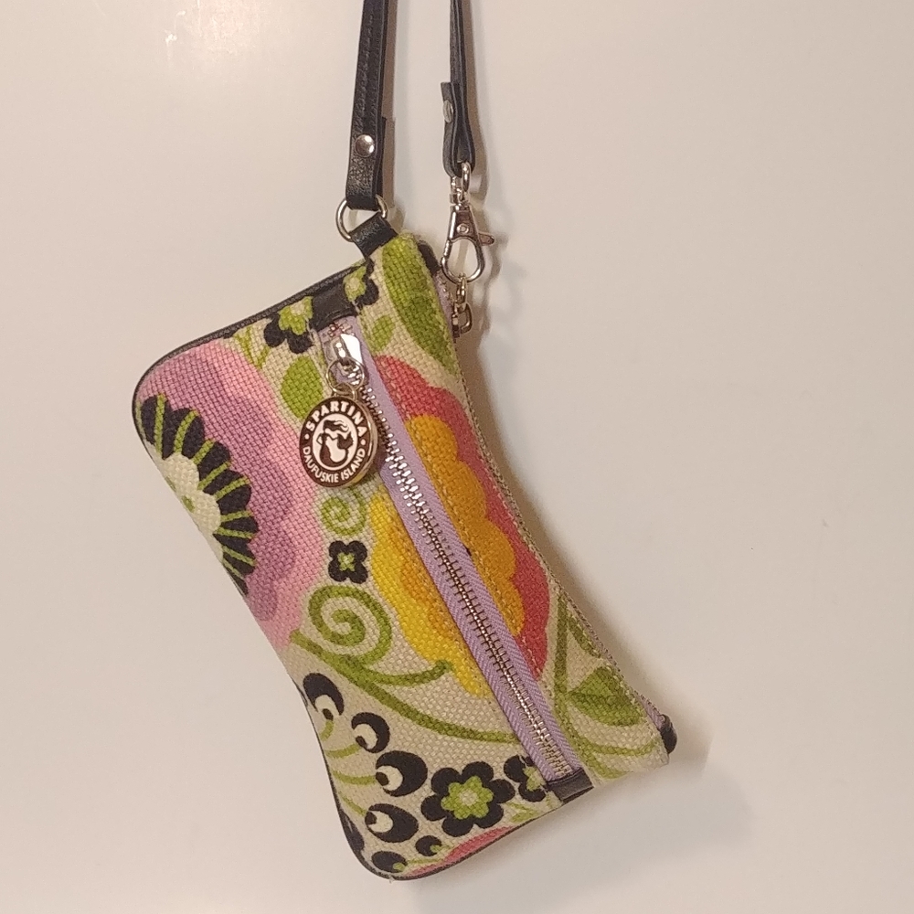 Spartina Floral Canvas Wristlet Wallet Clutch